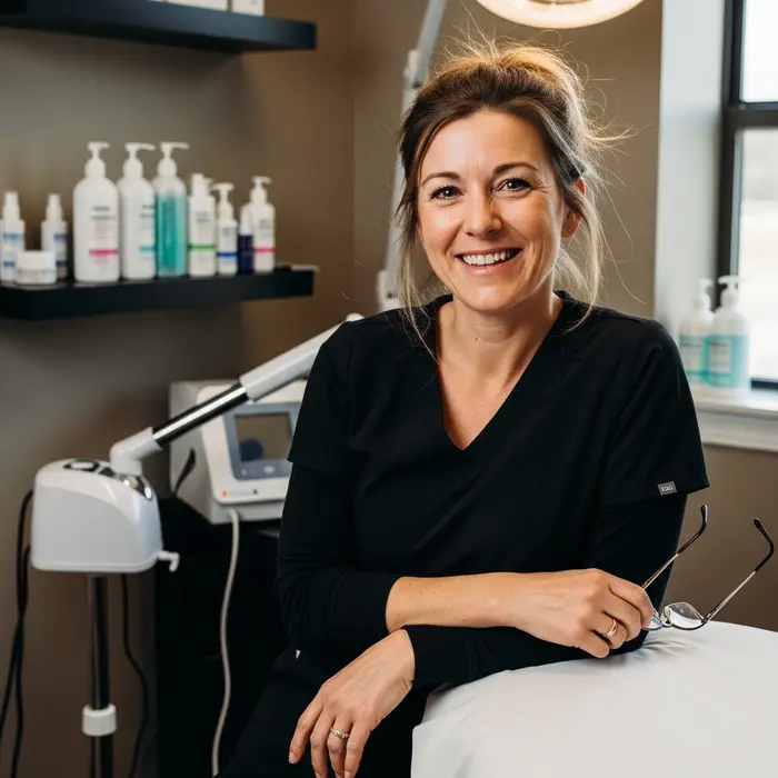 Jeannie Burkhart performing a professional facial treatment