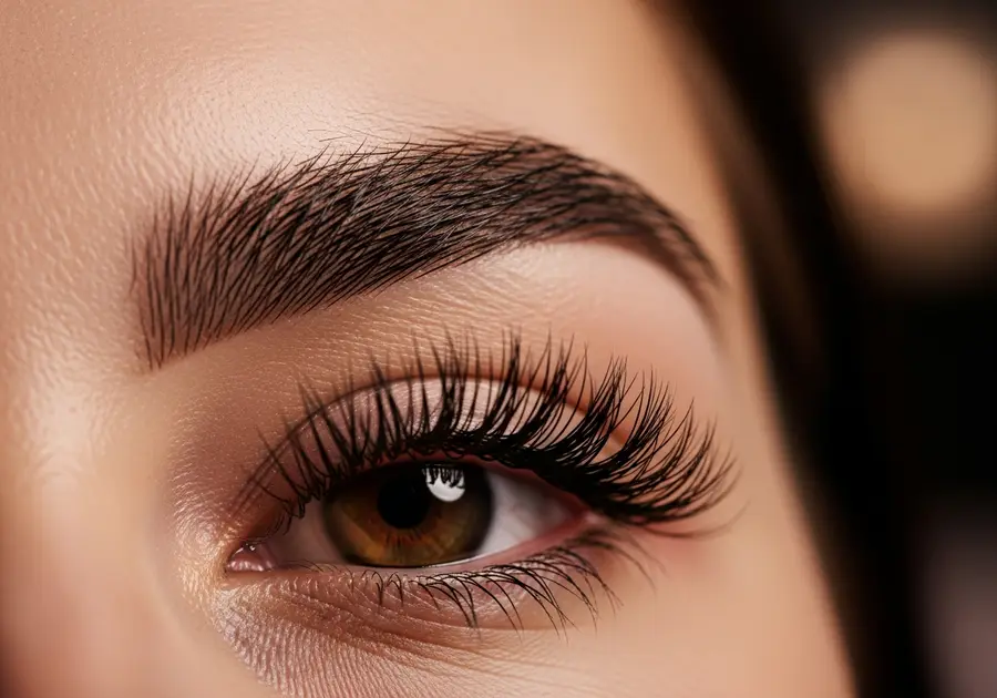 Tinted brows and lashes close-up